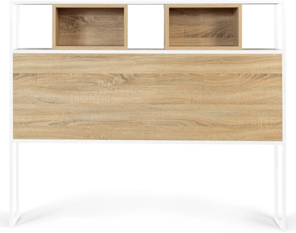 Testiera 145 cm design industriale legno e metallo bianco DETROIT