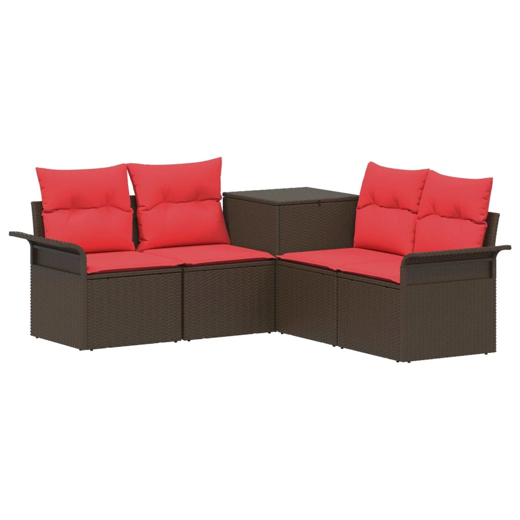 Set di divani 5 pz Marrone e Rosso Rattan sintetico e Acciaio 3447737