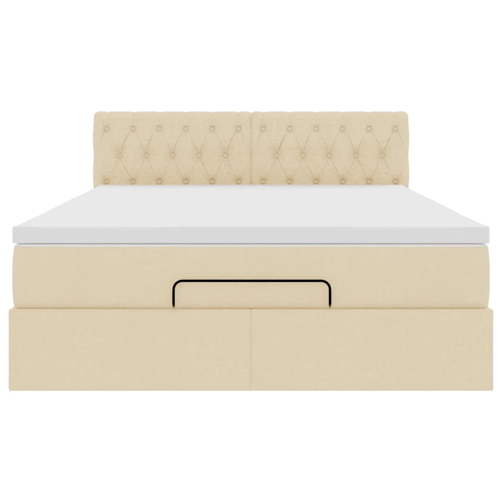Pouf Letto con Materasso e LED Crema 140x190 cm 3312393