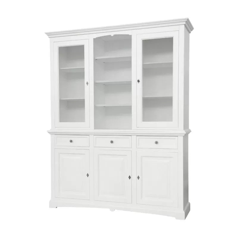 Cristalleria in legno 3 ante shabby bianco 170x46x215 - Mobili 2G