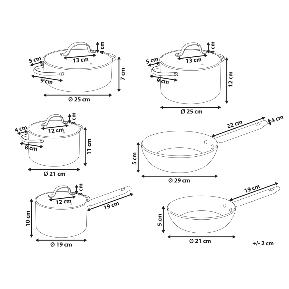 Set da cucina 10 pezzi e dimensioni con rivestimento in ceramica antiaderente in alluminio rosa