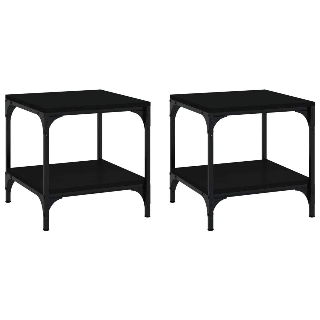 2 pz Tavolini da salotto | Tavolino da caff¨¨ | Tavolino da Soggiorno Nero 40x40x40 cm in Legno Multistrato