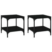 2 pz Tavolini da salotto | Tavolino da caff¨¨ | Tavolino da Soggiorno Nero 40x40x40 cm in Legno Multistrato