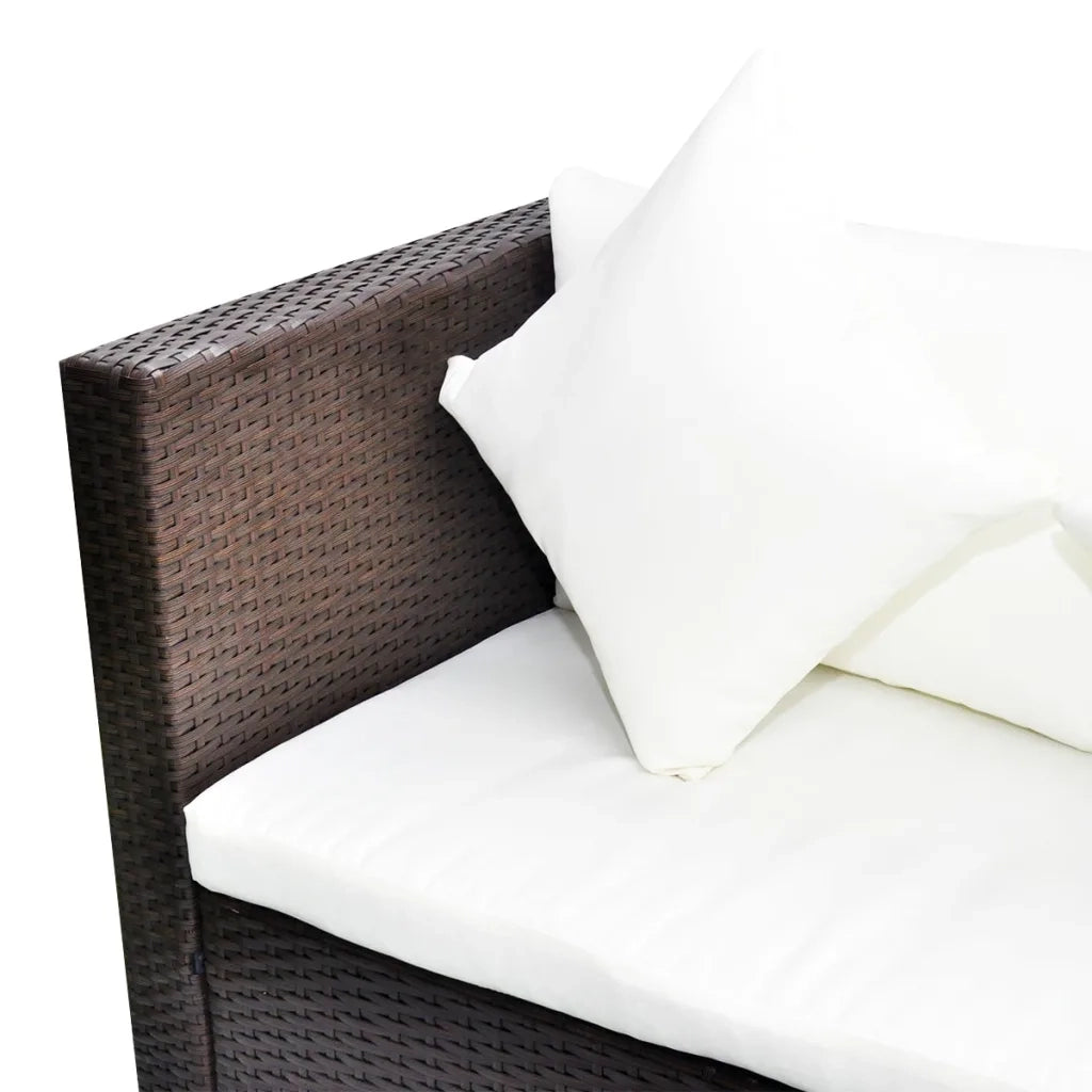 Set Divani da Giardino 4 pz con Cuscini in Polyrattan Marrone cod mxl 34899