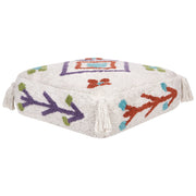 Cuscino da terra in cotone bianco e multicolore 55 x 55 x 20 cm Tessuto quadrato a motivi geometrici Pouf da seduta