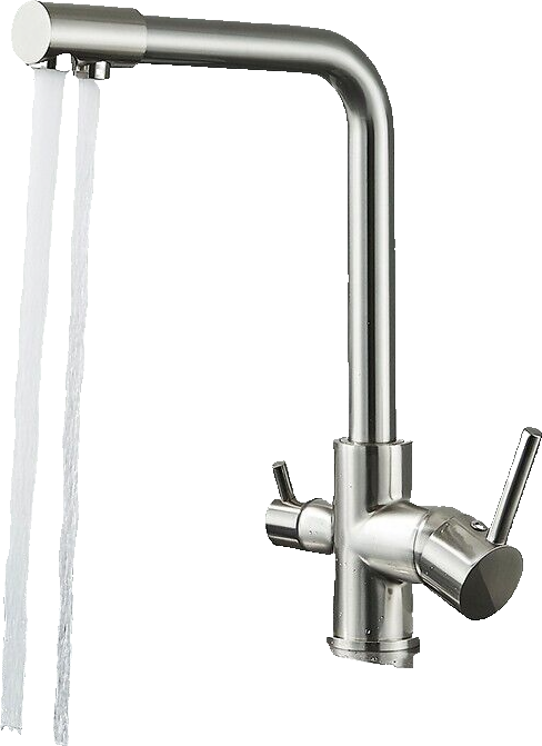 Felice | Rubinetto per acqua potabile a 3 vie in argento spazzolato premium|Miscelatore cucina ad osmosi in acciaio inossidabile|Filtra 3 connessioni