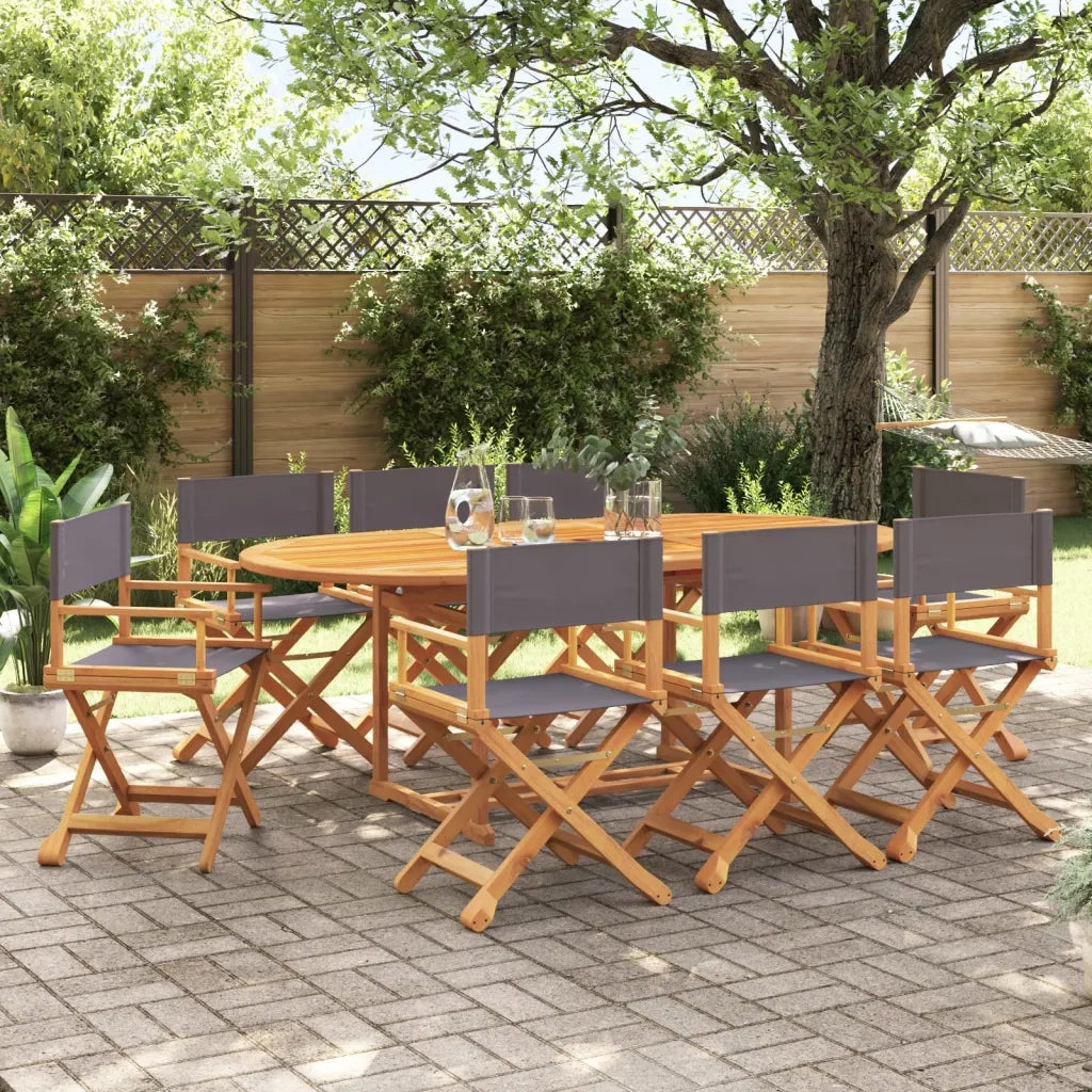 vidaXL Sedie da Giardino Pieghevoli 8 pz Grigio Scuro in Tessuto