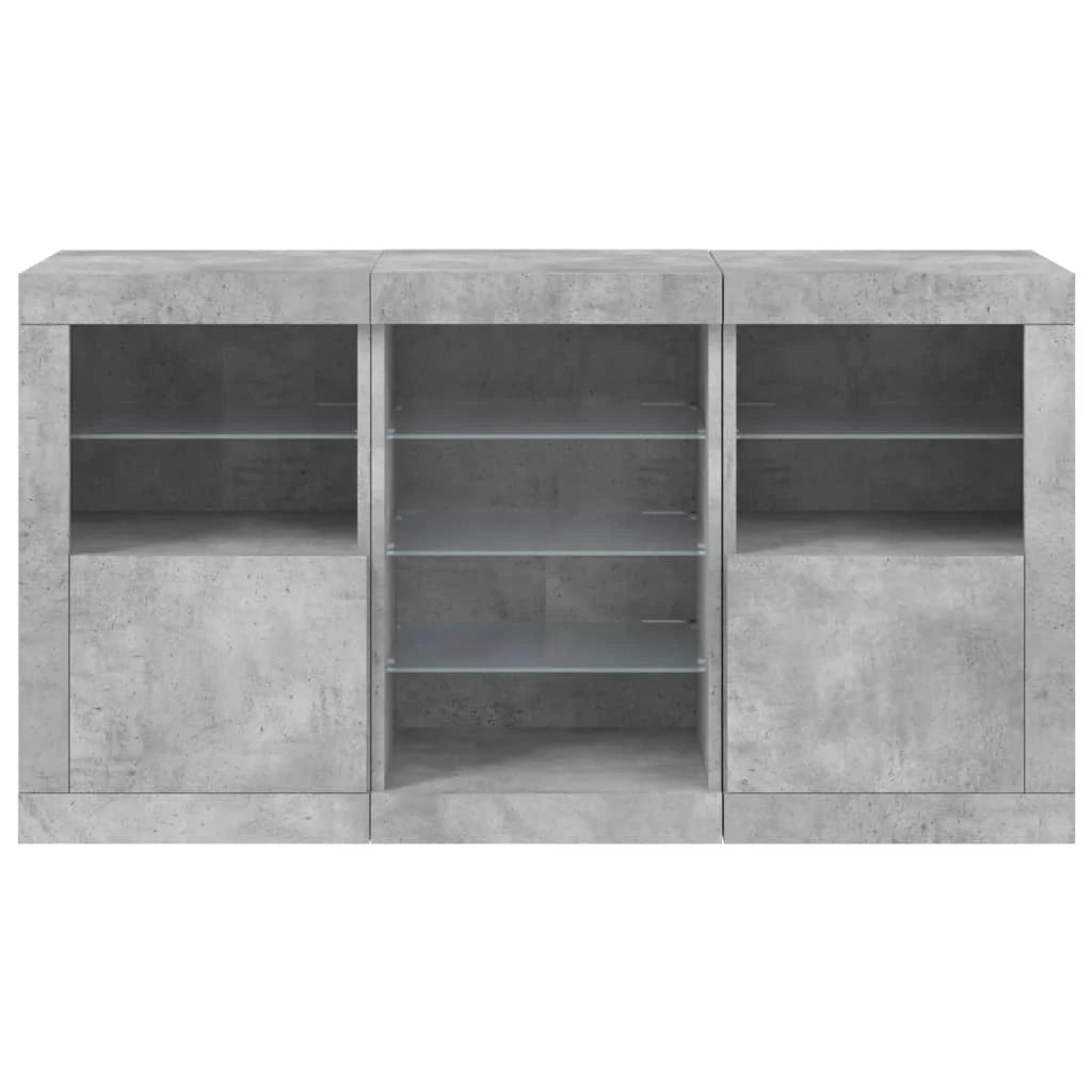 Buffet credenza cassettiera armadio mobile contenitore organizer per cucina soggiorno salotto con luci LED 123 x 37 x 67 cm grigio 02_0029975