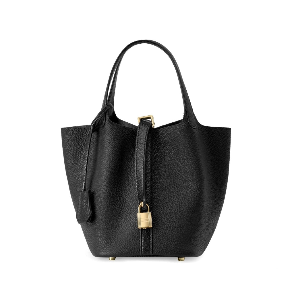 Borsa a tracolla da donna, borsa tote in pelle, borsetta a mano nera