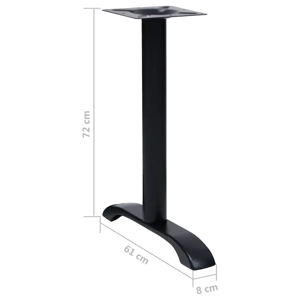 Gambe per Tavolino da Bistr¨° 2 pz-Set di 2 Gamba per Tavolo Nero 61x8x72 cm in Ghisa