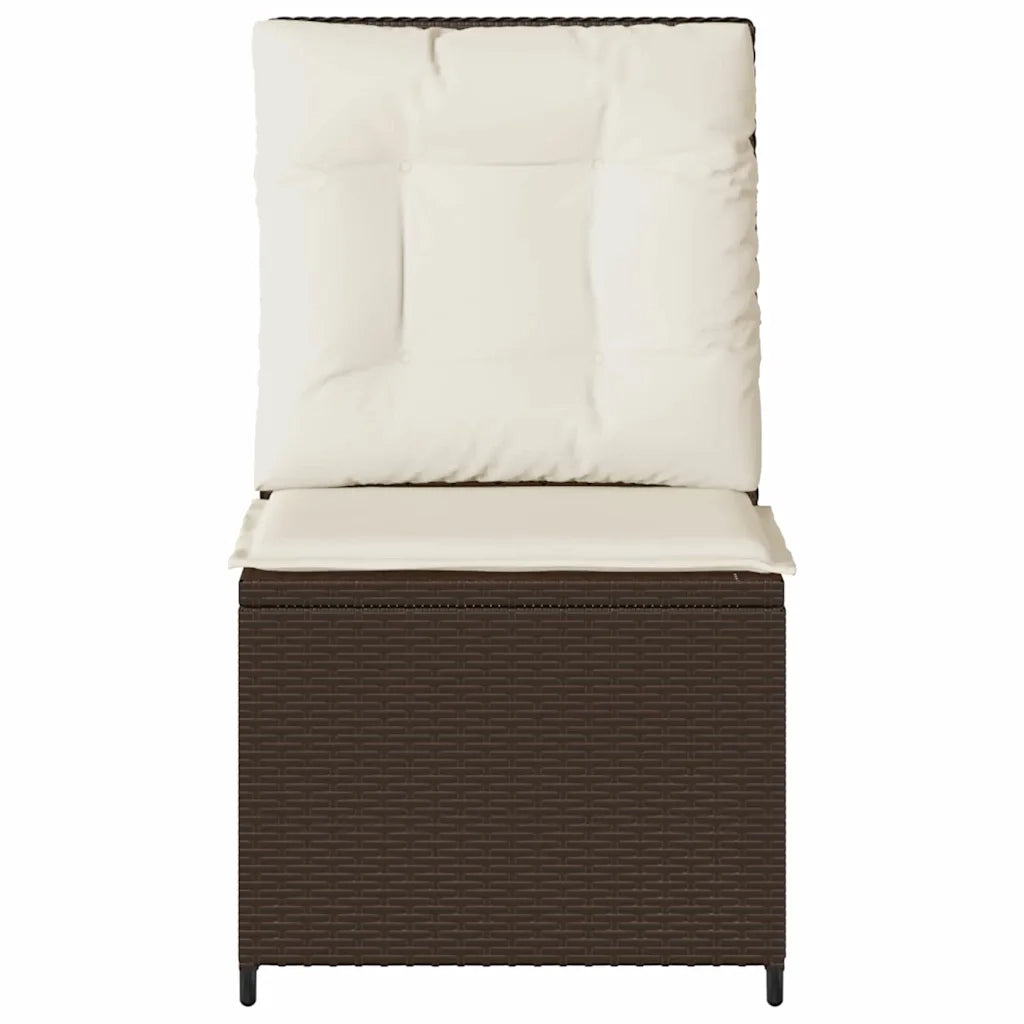 vidaXL Divano da giardino con cuscino Marrone Poly Rattan