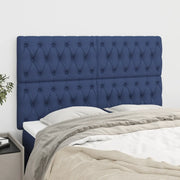 Testiera-Testata-Testiera Decorativa Blu 160x7x118/128 cm Tessuto