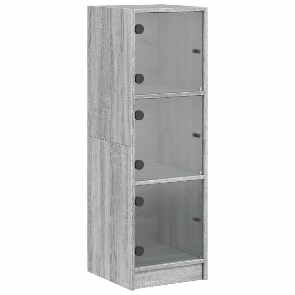 Buffet credenza cassettiera mobiletto mobile contenitore organizer per cucina soggiorno salotto con ante in vetro Sonoma 35 x 37 x 109 cm grigio 02_0030124