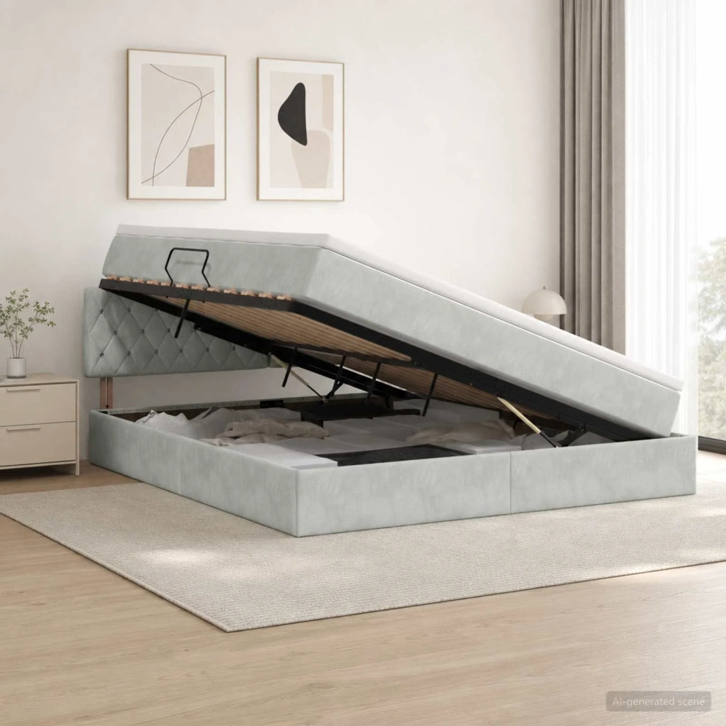 Letto con contenitore LED e materasso Grigio Chiaro 3459204