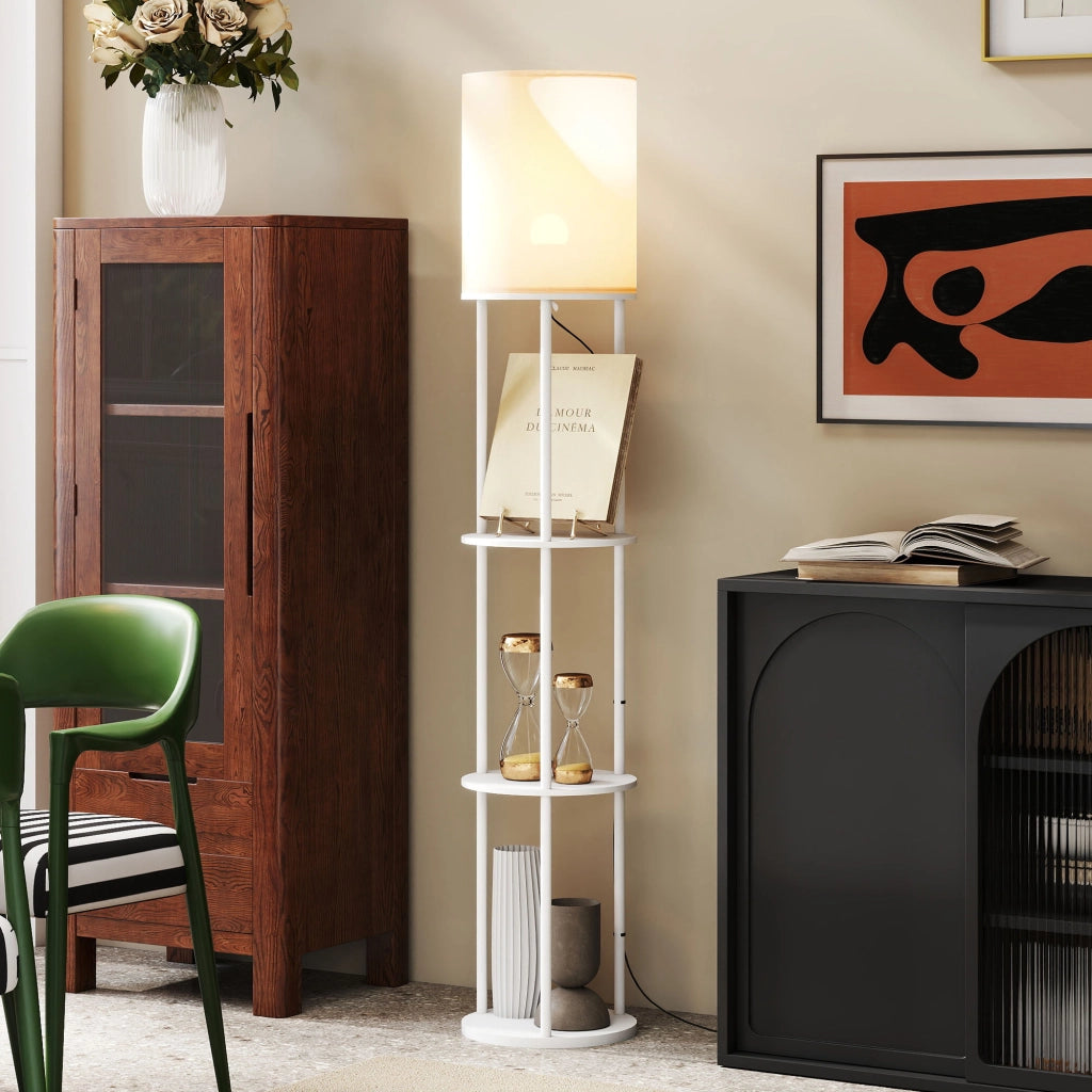 Lampada da Terra con Mensole ¨C Xylo ¨C 3 Temperature di Colore con Telecomando Bianco
