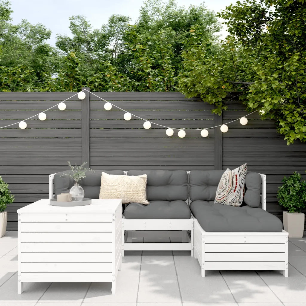 Set Salotto da Giardino 5 pz Bianco in Legno Massello di Pino 3250489