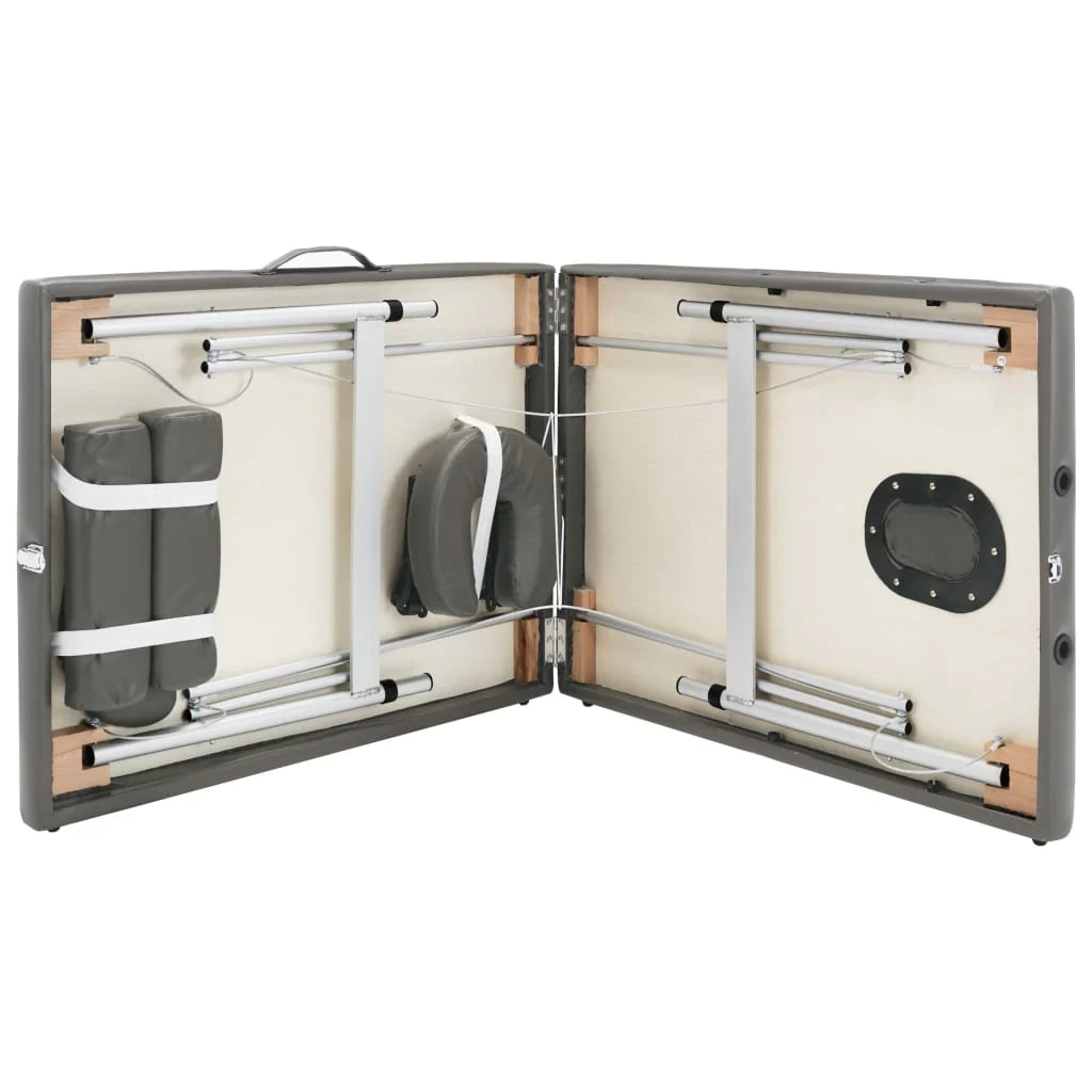 Lettino da massaggio a 2 sezioni con struttura in acciaio inox 186 x 68 cm antracite 02_0001797