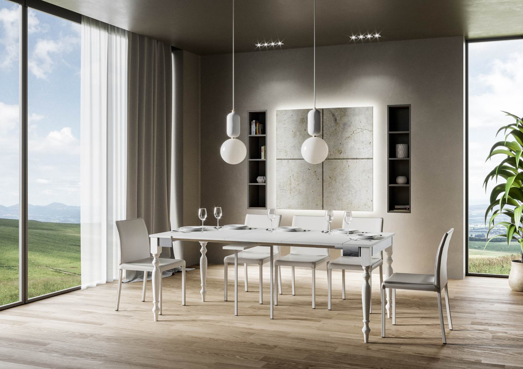 Consolle Allungabile 90-196x40x78 cm in Nobilitato Bianco