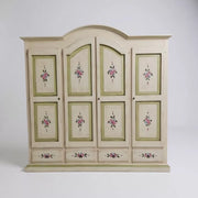 Armadio shabby 4 porte legno avorio anticato decorato filo verde  234x60x230 - Mobili 2G