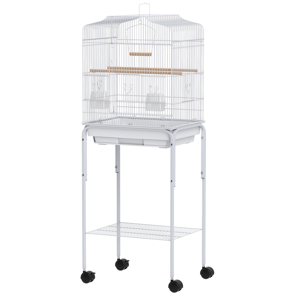 Gabbia per Uccelli con Ruote ¨C zephmum ¨C Bianco 46.5x36x124 cm