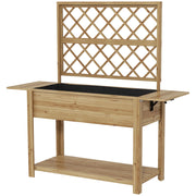 Fioriera con Grigliato e Ripiani Laterali e Inferiore 140x45x151 cm in Legno di Abete