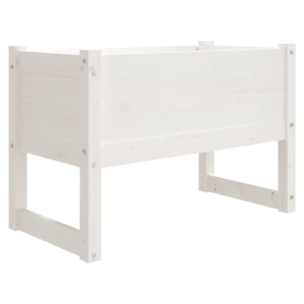 Fioriera-Vaso-Contenitore per Piante Bianca 78x40x52 cm in Legno Massello di Pino