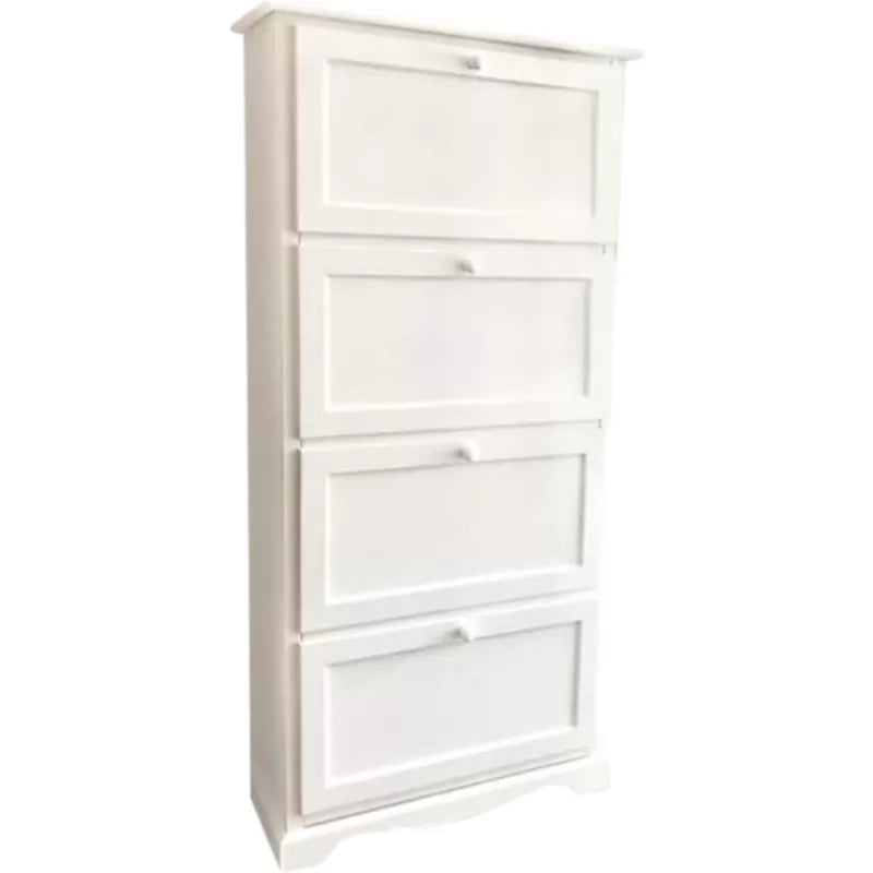 scarpiera 4 ante ribalta arte povera legno bianco 79x30x170 (1281) - Mobili 2G