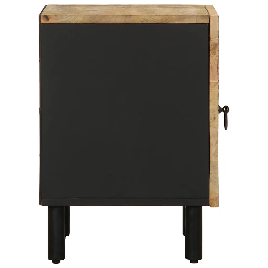 Comodini 2pz Neri 40x33,5x46 cm Legno Massello Mango Grezzo 4018625