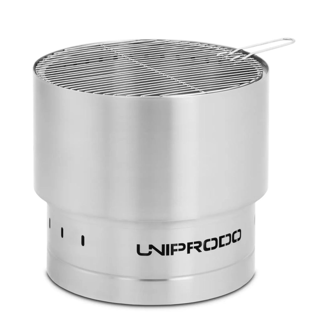 Braciere da esterno in acciaio inox con griglia 50 x 50 x 45 cm acciaio inox PU PVC nero e argento 14_0008435