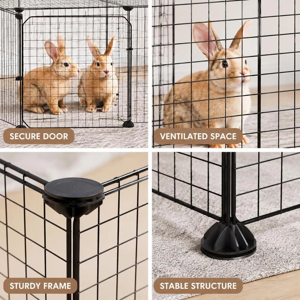 12-piece Pet Cage With Door, Black, 35x35 Cm, Steel