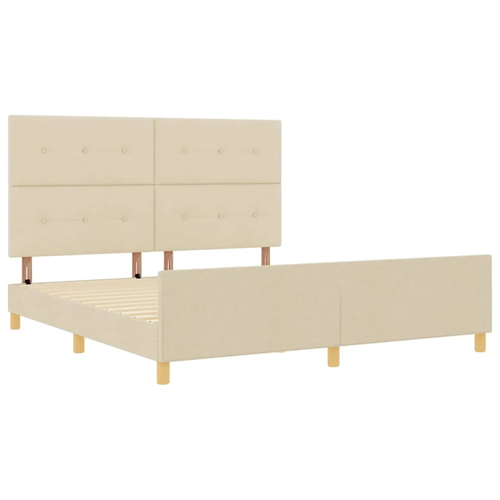 Struttura del letto con testiera Crema 180 x 200 cm Tessuto 3344751