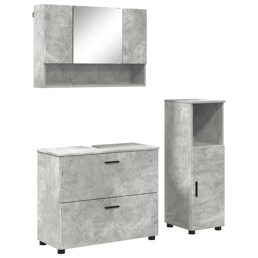 Set di mobili per il bagno con cassetto 3 pcs Grigio cemento
