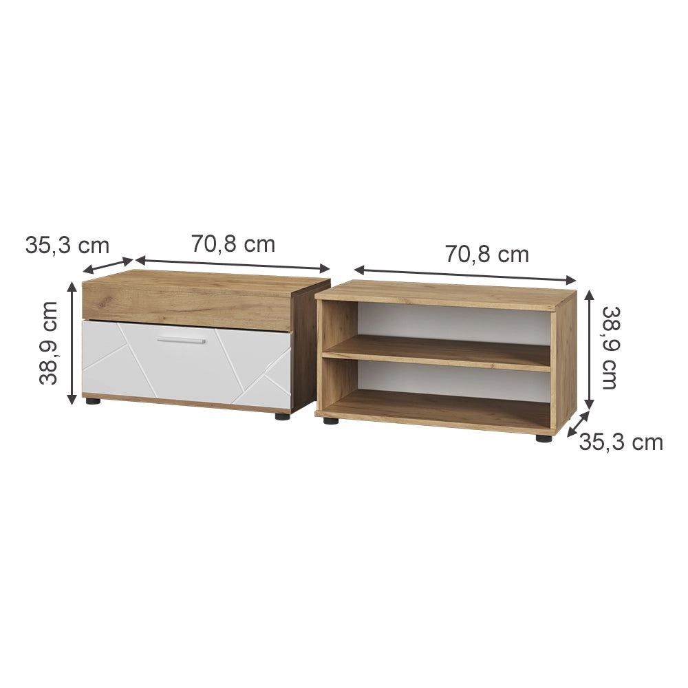 Vicco Parete attrezzata Quercia dorata/bianco 2 parti
