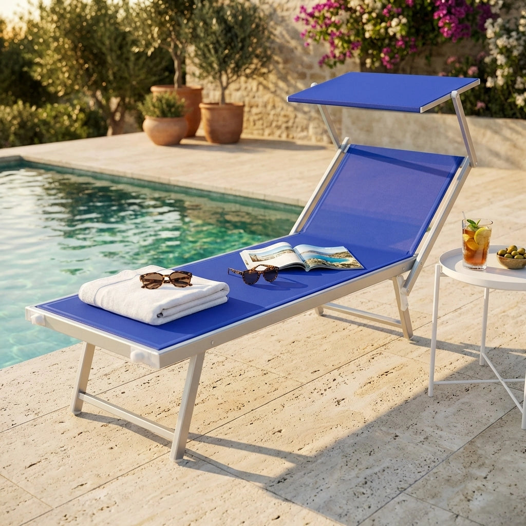 Lettino prendisole da Giardino in Alluminio cm 183x61x38 - MILBURN
