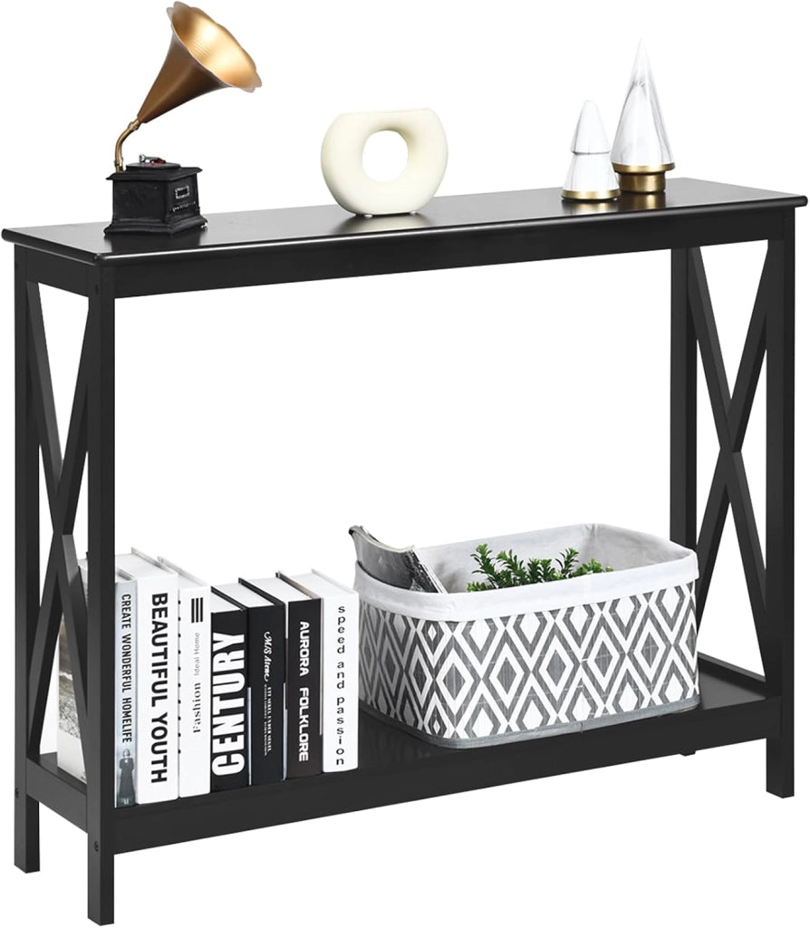 Tavolo Consolle a 2/3 Ripiani, Tavolo d’Ingresso in Legno, Mobile Multifunzionale per Soggiorno e Corridoio, 100 x 30 x 80cm, Portata Massima 30 kg (3 Ripiani, Bianco)