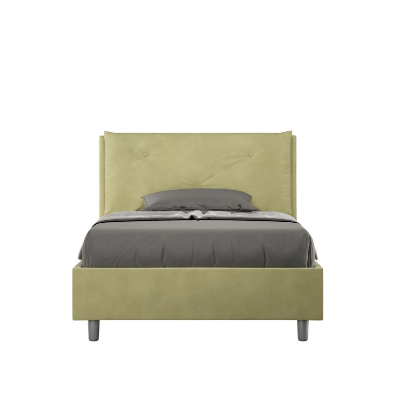 Letto imbottito Piazza e mezzo 110x190 cm Large - Con rete,Microfibra,Tè verde