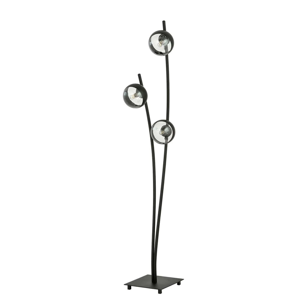 Piantana Contemporaneo Oceano Acciaio Nero Trasparente 3 Luci E14 Ip20