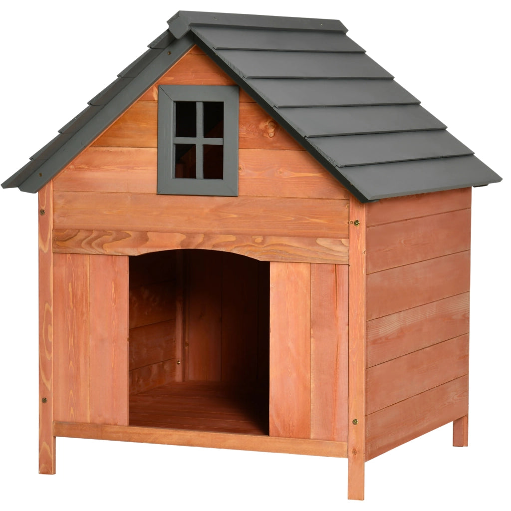Cuccia per Cani da Esterno in Legno di Abete ¨C zephmum ¨C Grigio 81.3x91.5x98.5 cm