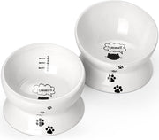 Set di Piatti Elevati con 15° Inclinazione e Piatto Ceramico - Piatti Antiscivolo per Gatti e Piccoli Cani