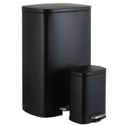 Set Pattumiera Cucina 50l + 5l, Set di Cestino a Pedale in Acciaio, con Chiusura Silenziosa, Secchio Interno, isolare gli odori, Grande Pattumiera, per Ufficio, Casa, Camera, Nero
