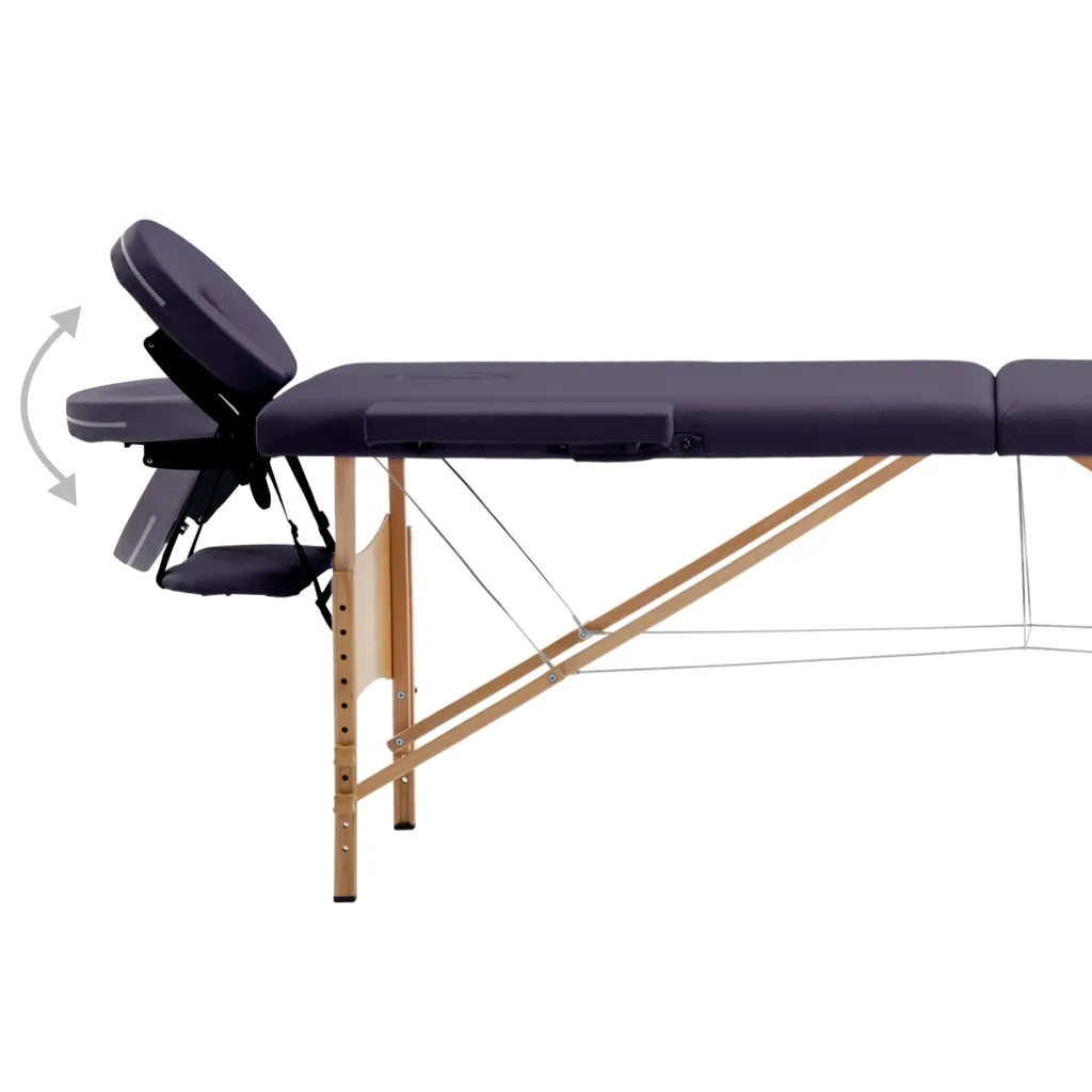 Lettino da Massaggio Pieghevole a 2 Sezioni in Legno Viola CFW3550202