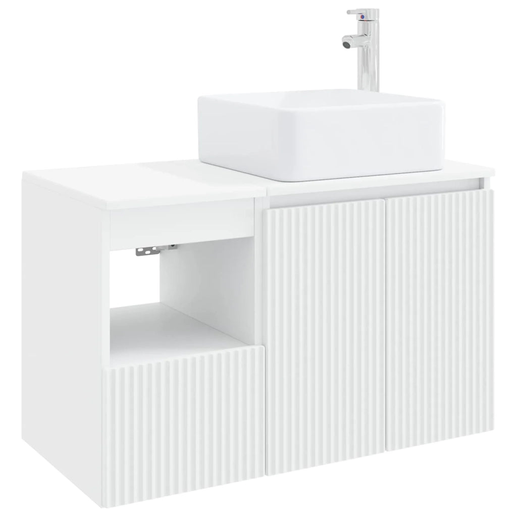 Set di mobili per il bagno 2 pz Bianco Legno ingegnerizzato 3404044