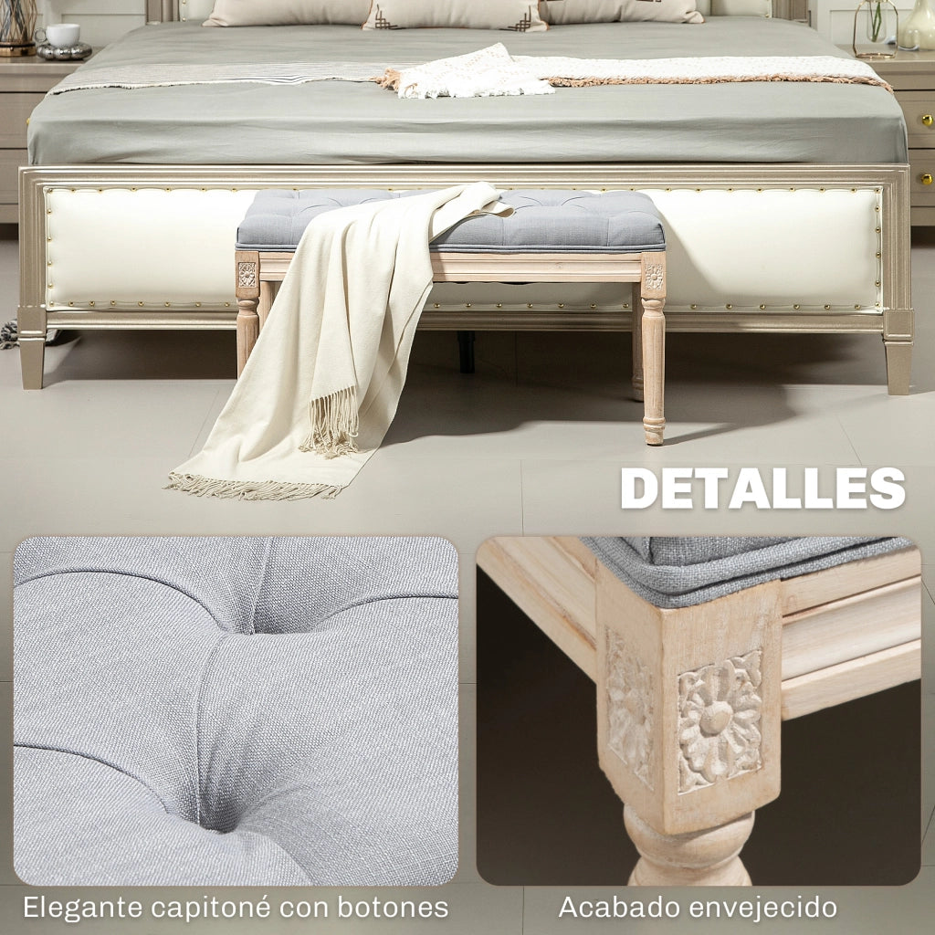 Pouf piedi letto imbottito in tessuto ¨C zephmum ¨C grigio chiaro