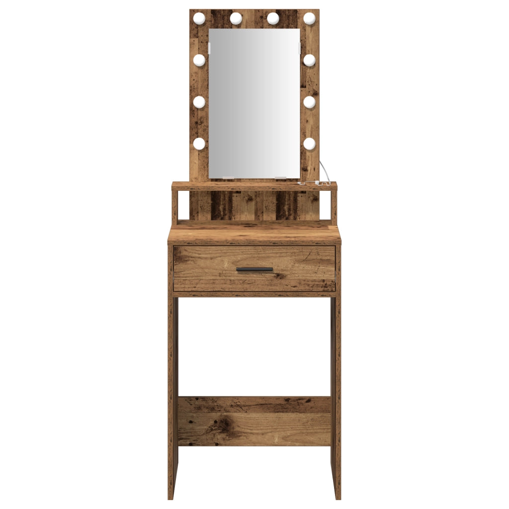 Toletta  con luci LED Legno Vecchio 50x41x140 cm