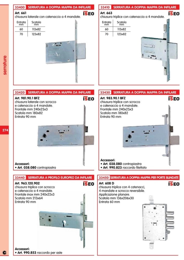 1pz iseo art. 608-d serratura dm applicazione triplice(mottura) cod:ferx.55599