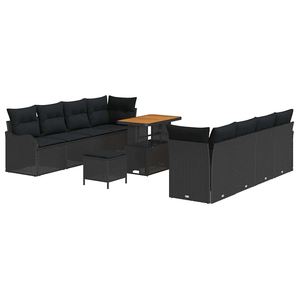 Set Divano da Giardino con cuscino 11 pcs Nero 3364189