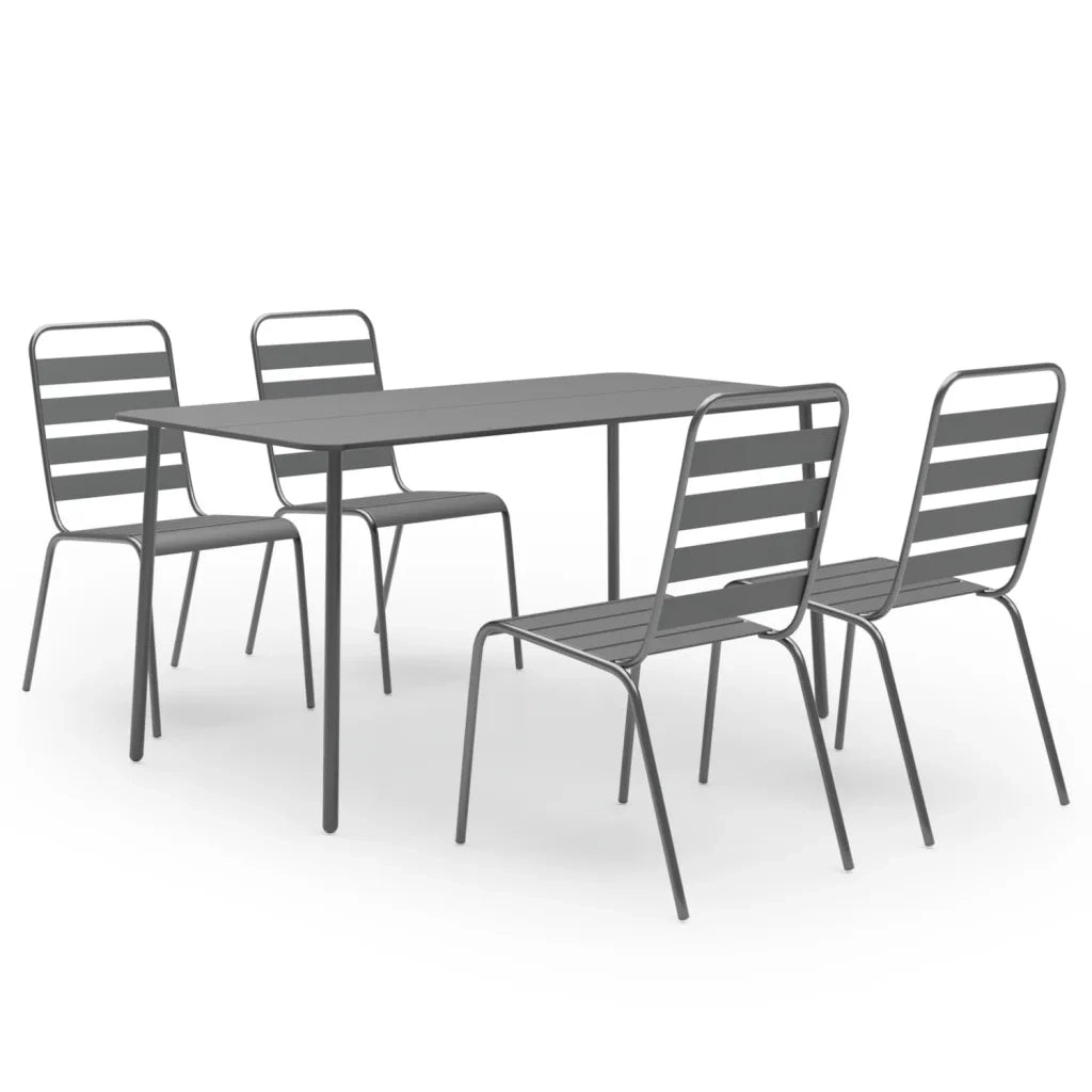 Set Mobili da Pranzo per Giardino 5 pz in Acciaio Grigio Scuro 3074475