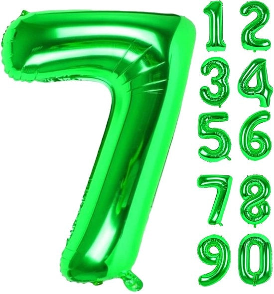 Decorazione per Compleanni in Metallo - Ballo in Alluminio XXL Giallo/Verde - Cifra 7 - Decorazione per Compleanni - Folio in Alluminio - Riciclabile - Aspetto Metallico