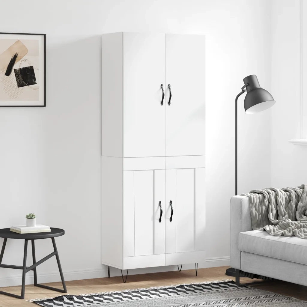 Credenza-Buffet-Armadio da cucina Bianca 69,5x34x180 cm in Legno Multistrato 729080
