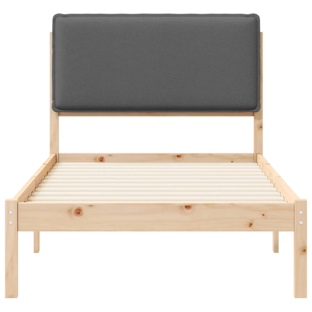 Letto con Testiera Rivestita Grigio scuro 75 x 190 cm